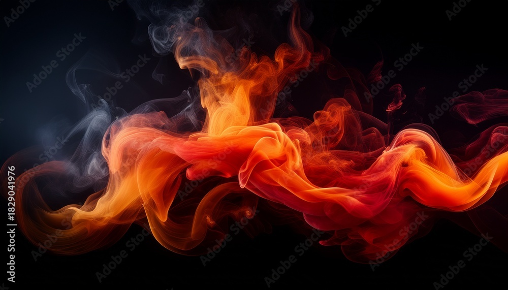 Fototapeta premium Orange And Red Steam On A Black Background