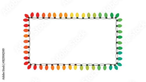 Festive rainbow string lights frame illustration to brighten your holiday cards and designs