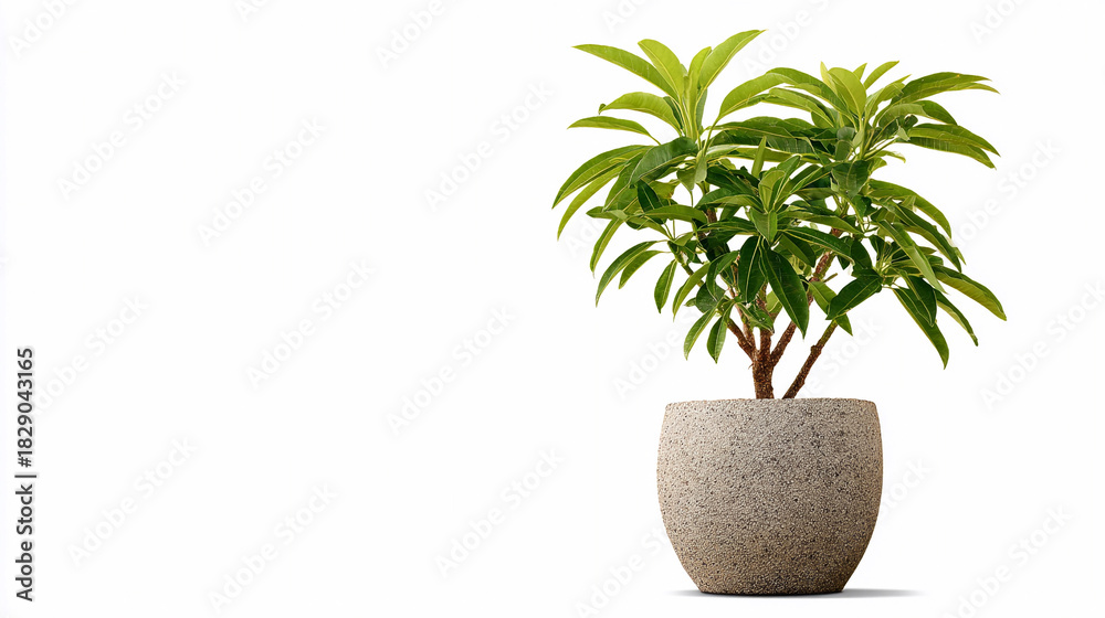 Fototapeta premium Indoor potted plant adds greenery to minimalistic decor