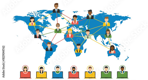 Global network of diverse professionals connected across continents