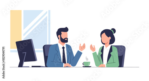 Professional office meeting with business colleagues in modern workspace