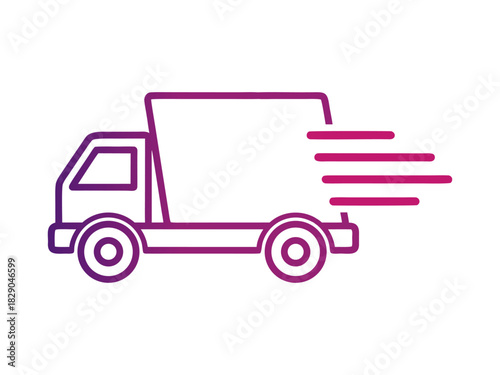 Dynamic delivery truck icon representing swift shipping services and efficient logistics, ideal for modern e-commerce and transportation business applications in a clean vector style
