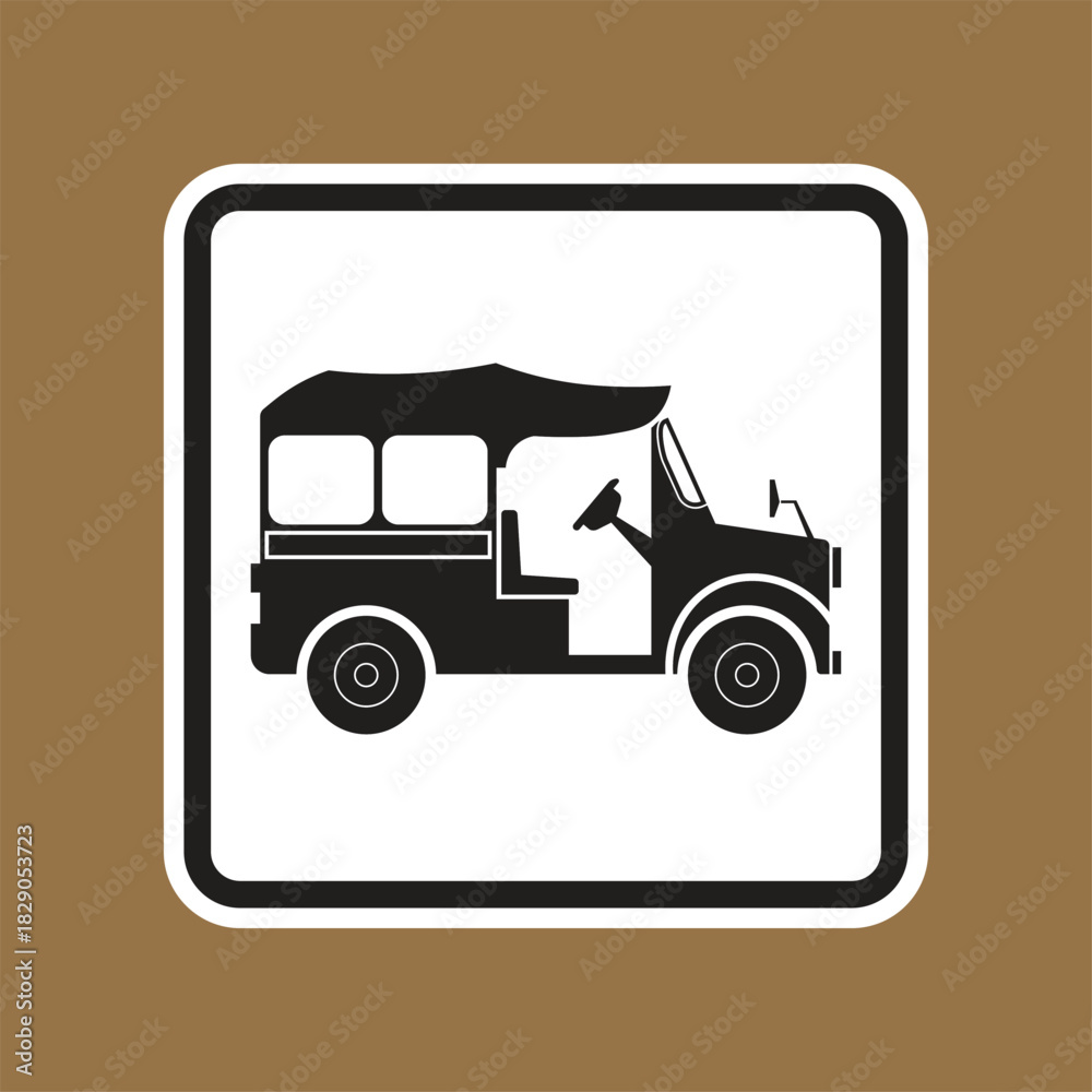 Obraz premium Classic Rickshaw Illustration on Brown Background for Unique Design Projects