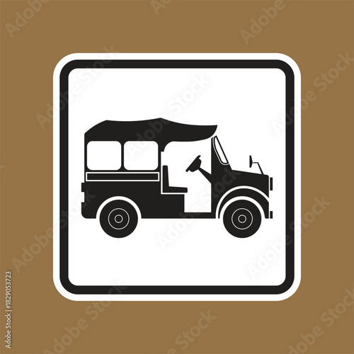 Classic Rickshaw Illustration on Brown Background for Unique Design Projects