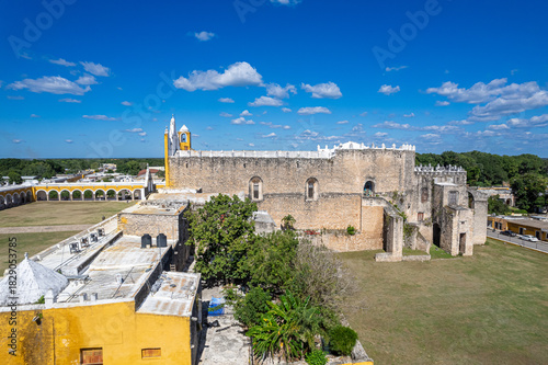 Aerial View of San Antonio de Padua Convent in Izamal, Yucatán, Mexico