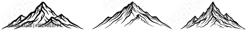 Vintage Mountain Peak Collection Hand Drawn Nature Landscape