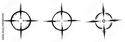 Hand Drawn Crosshair Icon Set Grunge Sniper Scope and Target Symbols