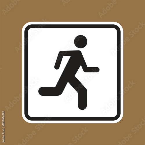 Running Person Icon Design for Fitness and Health Warning Sign Usage