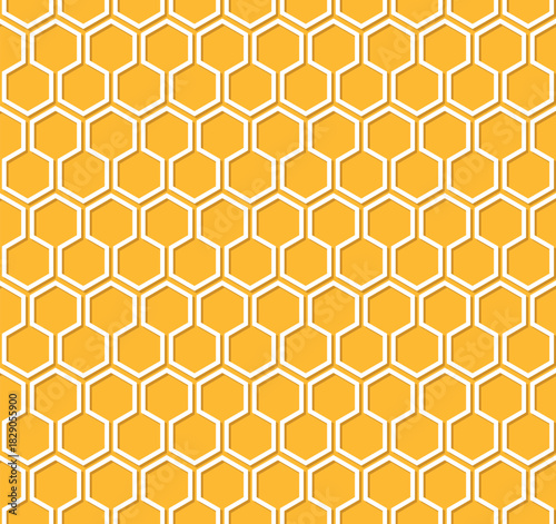 Honeycomb seamless pattern. Golden honeycomb repeat background. Honeycomb wallpaper. Honey background.