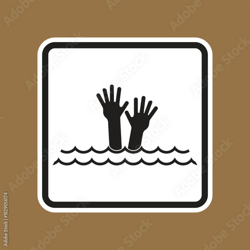 Concept of Drowning Emergency Danger Sign with Hands Reaching Out