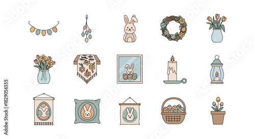 Charming easter decorations with pastel accents and adorable bunny designs