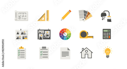 Essential tools for creative projects: blueprint, color palette, and more