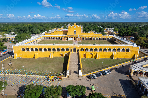 Aerial View of San Antonio de Padua Convent in Izamal, Yucatán, Mexico