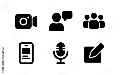 Minimalist communication icons for social media and digital platforms