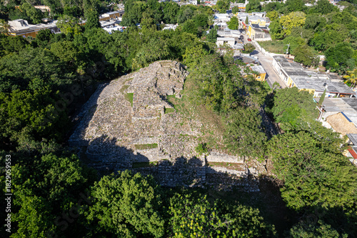 Aerial View of Itzamatul Pyramid in Izamal, Yucatán, Mexico