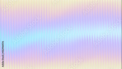Ribbed glass background with refraction effect. Reeded glass with iridescent gradient. Abstract background