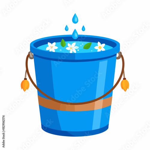 thai water festival bucket icon flat cute 