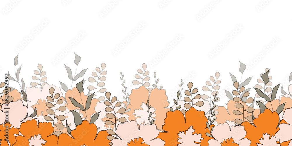 Obraz premium Hello spring banners collection. Background with color leaves, flowers. Nature concept design. Modern floral compositions in trendy flat simple style. Vector illustration for poster, greeting card.