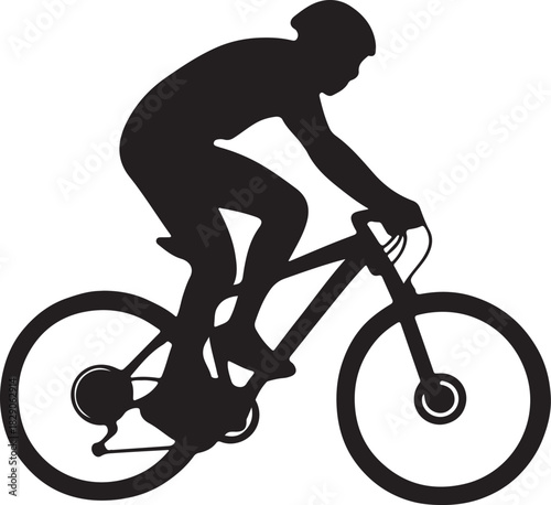 silhouette of a man riding a bicycle on a white background