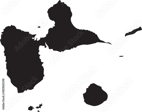 Foto Guadeloupe Map Silhouette Isolated Vector
