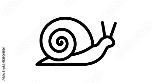 Curved snail black white icon