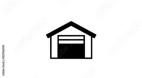 Raised door lifted frame black white icon