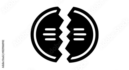 Coin broken black white icon