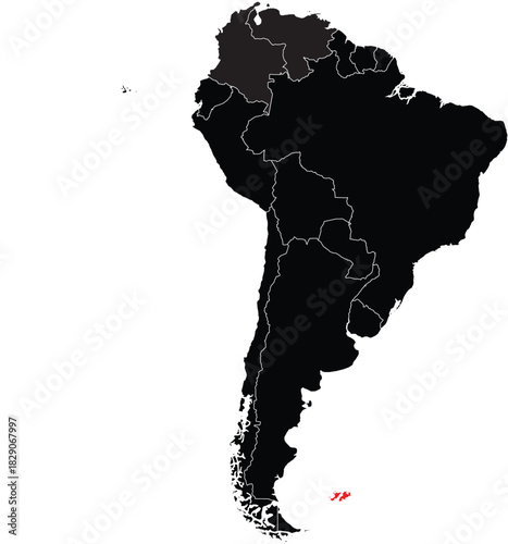 Falkland Islands Highlighted on Map of South America