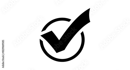 Bold black check mark icon on white background for modern design