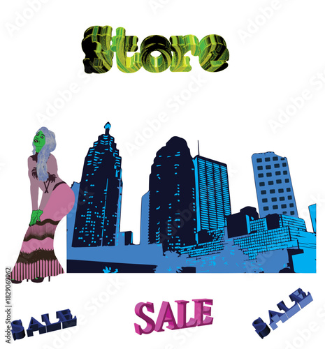 A beautiful and attractive advertisement for your store and product with a blue theme and stylish models..eps