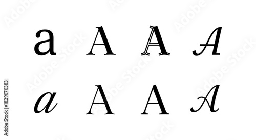 Elegant typeface variations: serif and italic fonts displayed in upper and lowercase letters