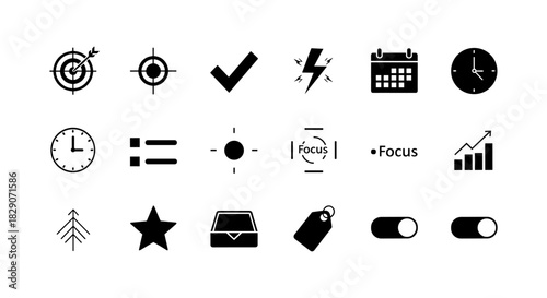 Minimalist icon set: business and productivity symbols