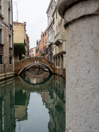 Widmann Bridge (or Ca' Widmann Bridge) in Venice, Italy. It is located in the Cannaregio district and spans the Rio di Ca' Widmann.
