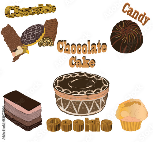 Chocolate covered biscuits with black wafer chips.ai