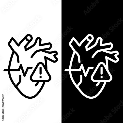 Heart Disease Risk Warning Medical Line Icon