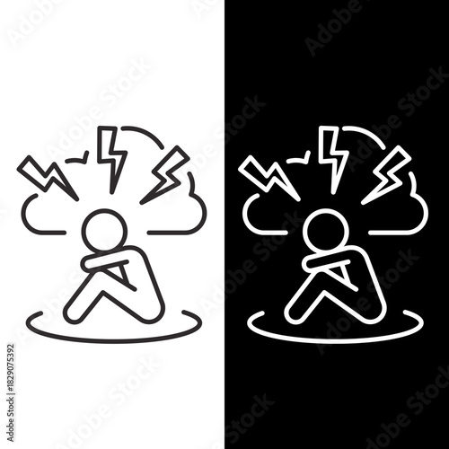 Anxiety and Stress Mental Health Line Icon