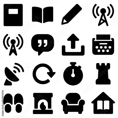 Iconic Symbol: a collection of minimalistic illustrations to describe communication, lifestyle, media and home essentials.