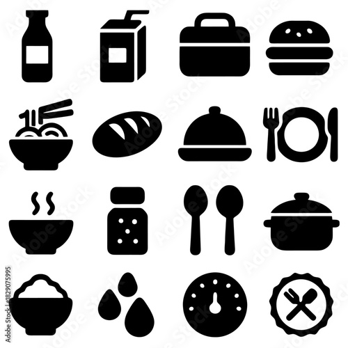 Diverse Culinary Selection: An array of stylized food icons, representing a spectrum of delectable dishes, each element hinting at a different flavor, texture, and culinary tradition. 