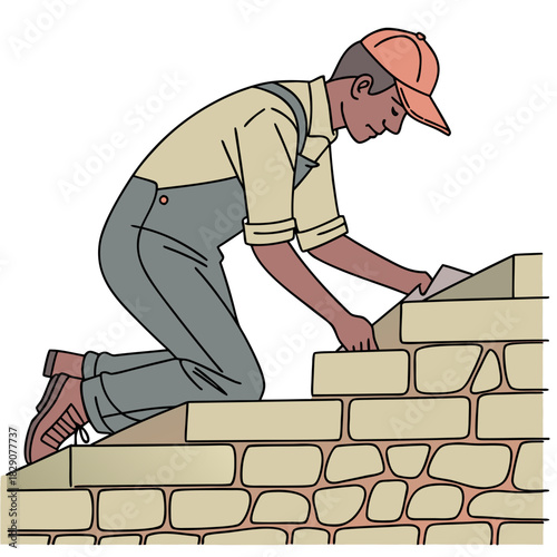 Man building a stone wall