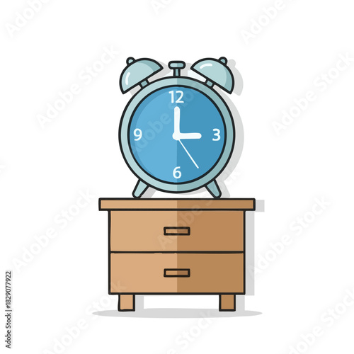 Alarm clock on nightstand in blue color representing Blue Monday  
