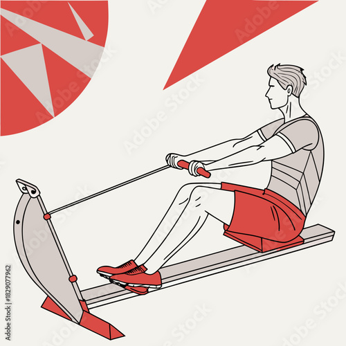 Man using a rowing machine for indoor exercise