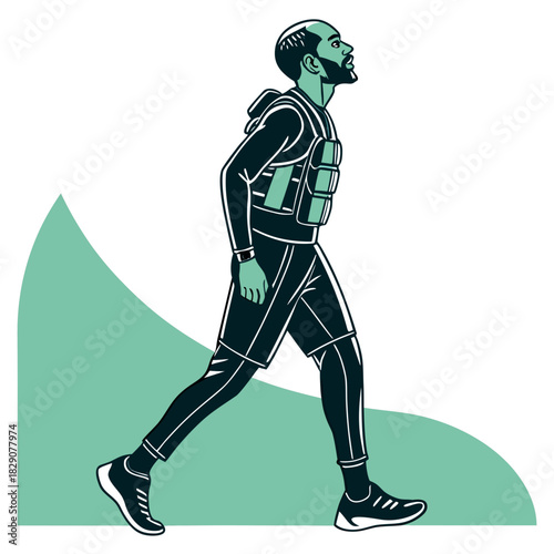 Man wearing weighted vest walking for fitness