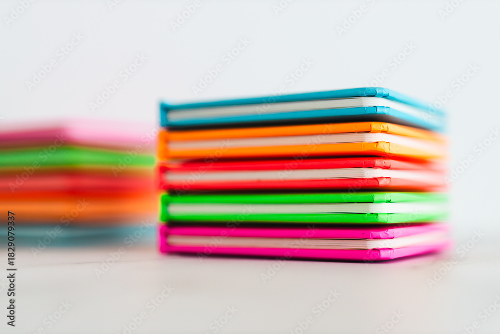 Fototapeta premium colourful children books on minimalist setup, concept of learning to read and early education