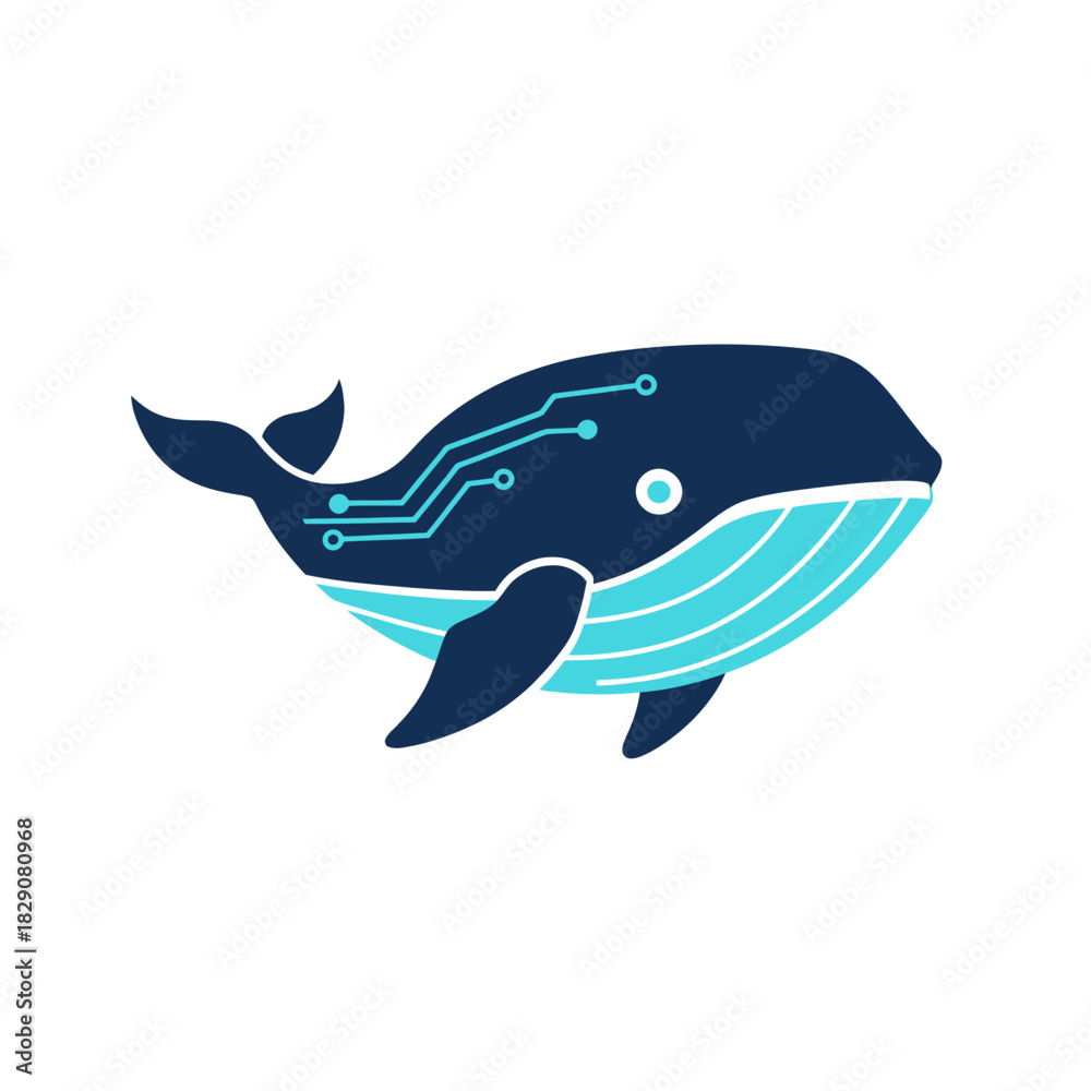 Obraz premium Stylized fox illustration with horizontal stripes on a dark blue background.