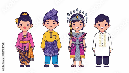 Diverse Children in Traditional Attire