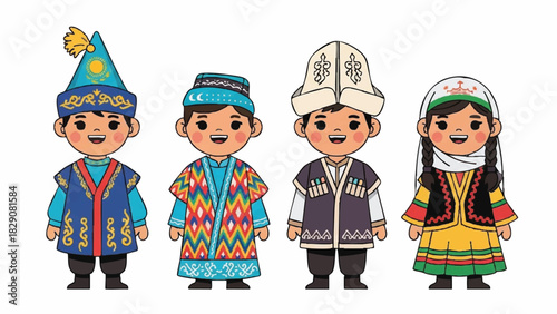 Children in Traditional Central Asian Clothing