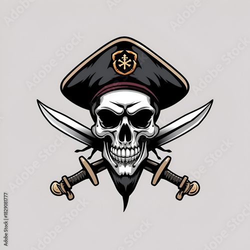 Pirate Skull With Crossed Swords Vector Illustration