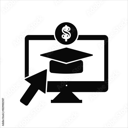 tuition cost icons. simple solid vector