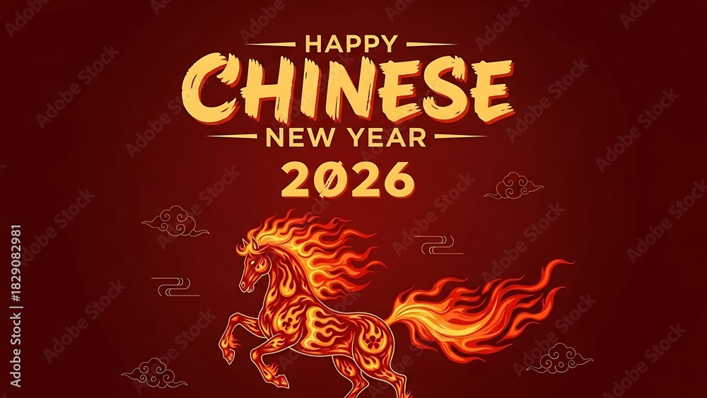 Fototapeta premium Happy Chinese new year 2026 card