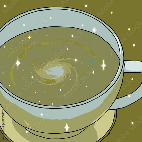 A cosmic teacup with a swirling galaxy inside